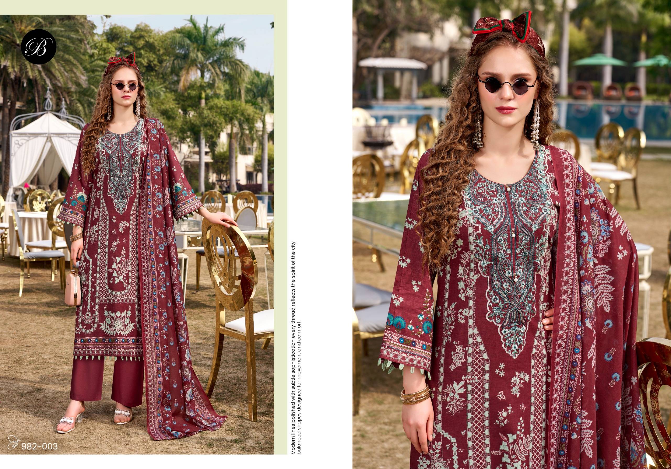 NAIRA VOL-144 BY BelliZa 982-001 TO 982-008 SERIES Pakistani Stylish Embroidered Pure Cotton Dresses At Wholesale Price